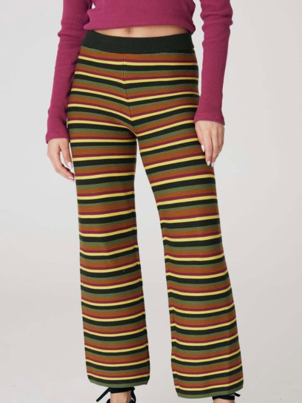 BACK BEAT CO Organic Cotton Ottoman Striped Rib Pant - Vineyard M/L $188 (NWOT)